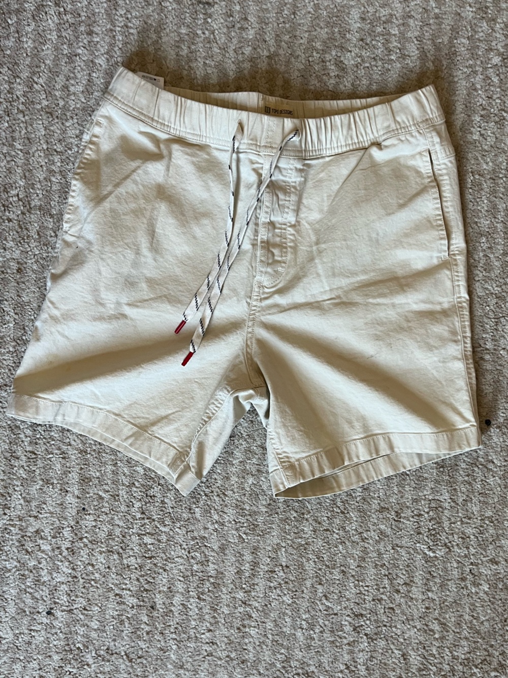 Topo Designs Cream Drawstring Shorts